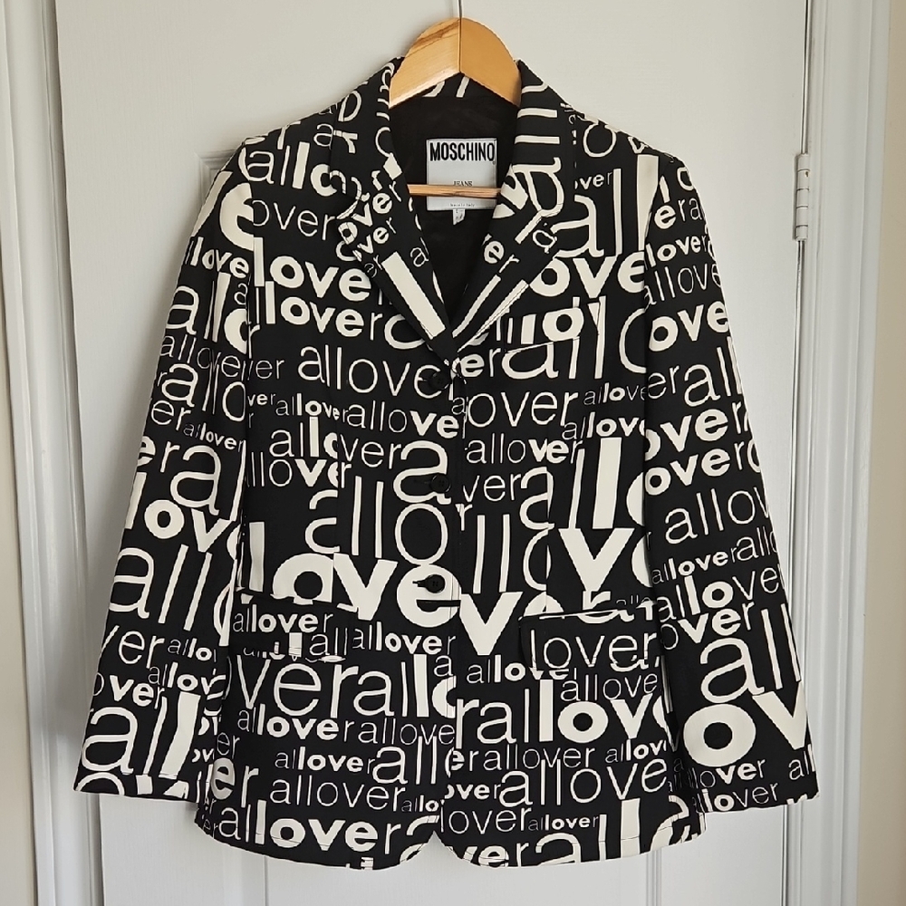 MOSCHINO: Vintage 90s Lover Print Jacket